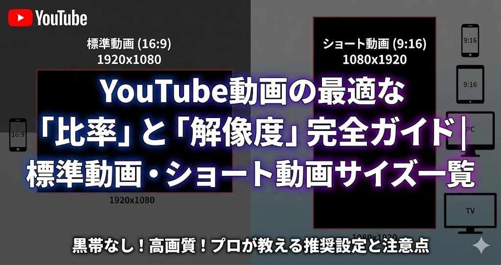 YouTube動画の最適な「比率」と「解像度」完全ガイド|標準動画・ショート動画サイズ一覧